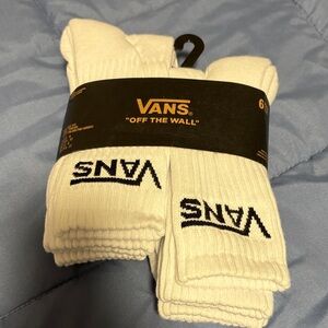 Vans Classic White Crew Socks with Black Logo - 6 Pack